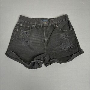 Aeropostale Women's Black Distressed Mom Shorts Size 31" Waist